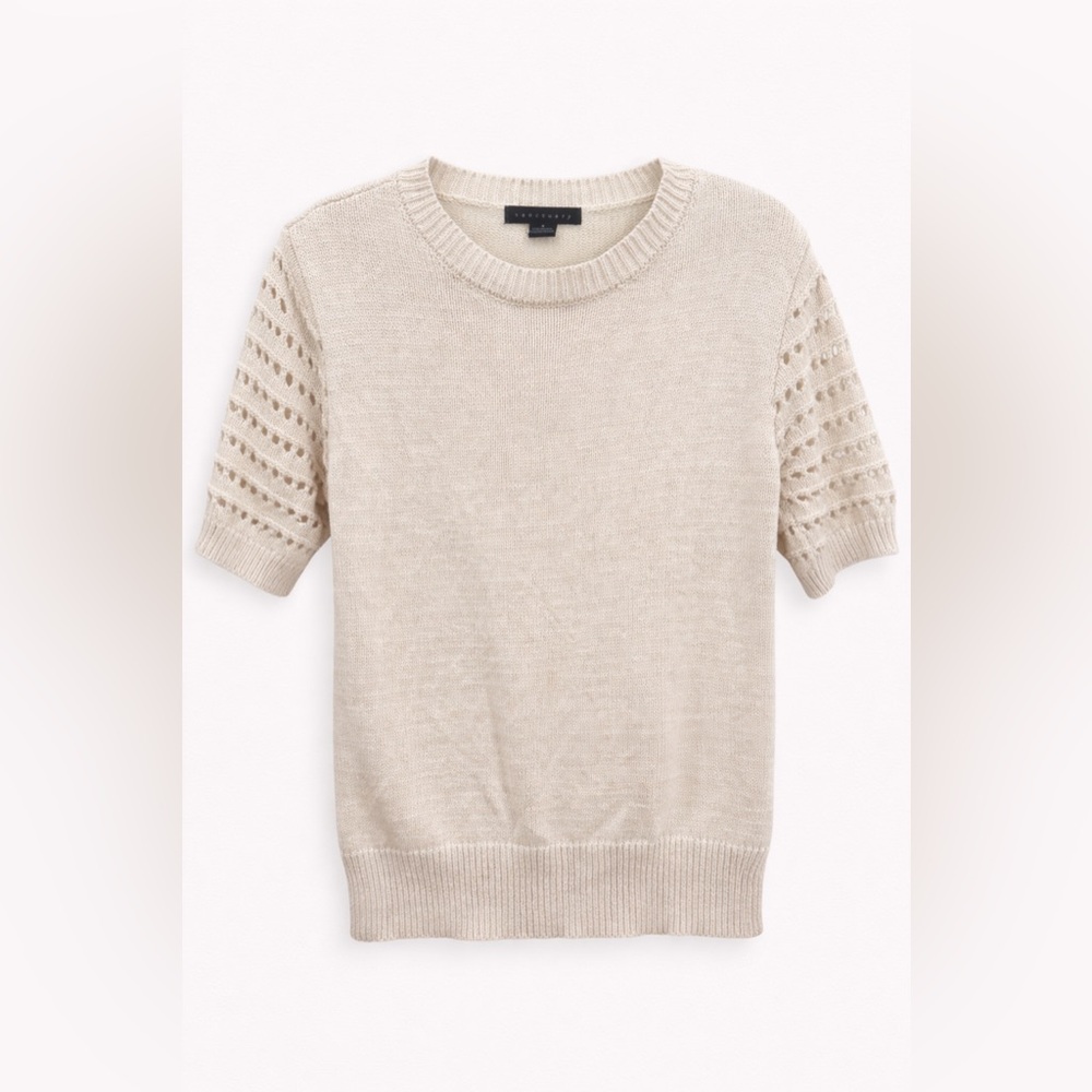 Sanctuary Short Sleeve Knit Top in Beige